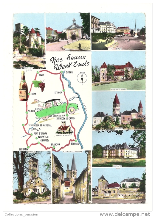 Cp, Carte Géographique, Nos Beaux Week-End - Landkarten