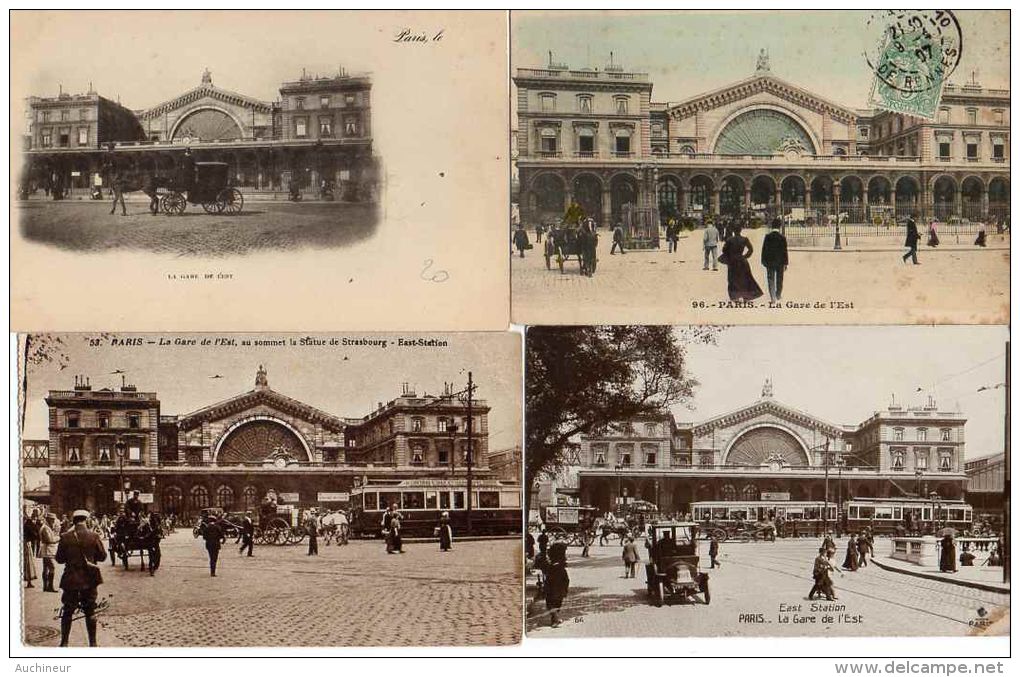 Lot De 23 Cpa éditions Différentes - La Gare De L'Est, Tramway Calèche Autobus - Métro Parisien, Gares