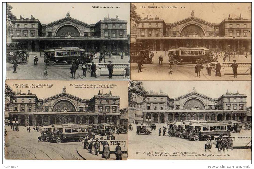 Lot De 23 Cpa éditions Différentes - La Gare De L'Est, Tramway Calèche Autobus - Métro Parisien, Gares