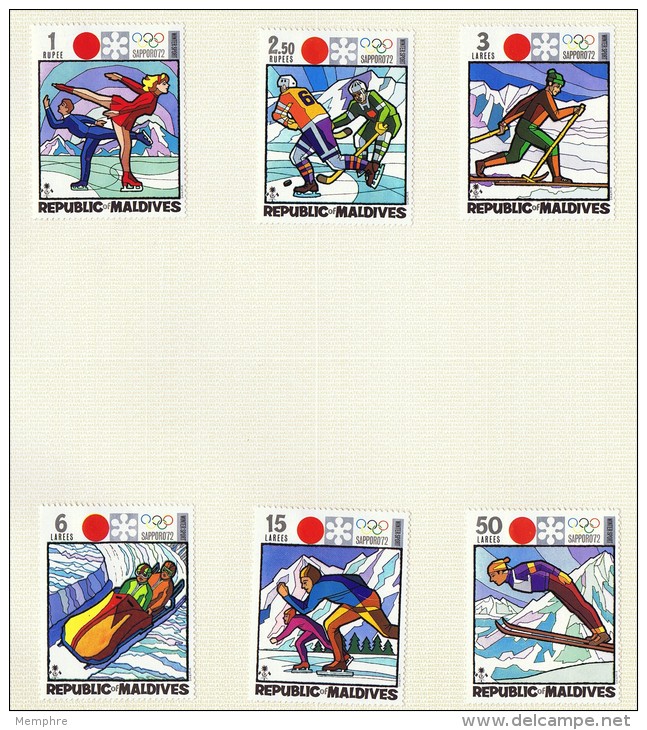 1972  Jeux Olympiques De Sapporo  Patin, Ski, Hockey, Luge MoNr 407-712 * - Maldives (1965-...)