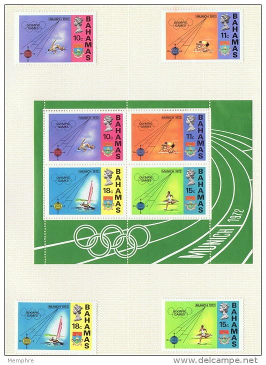 1972  Munich Olympic Games Stamps And Souvenir Sheet MiNr 340-3, Block 5 MH - Bahamas (1973-...)