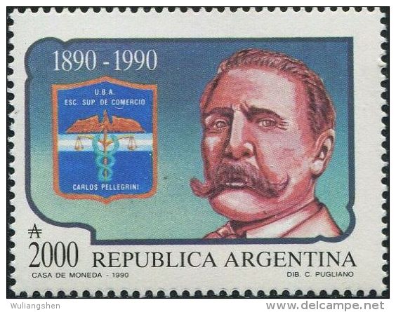 GA0274 Argentina 1990 Buenos Aires Business School Founder And Badge 1v MNH - Neufs