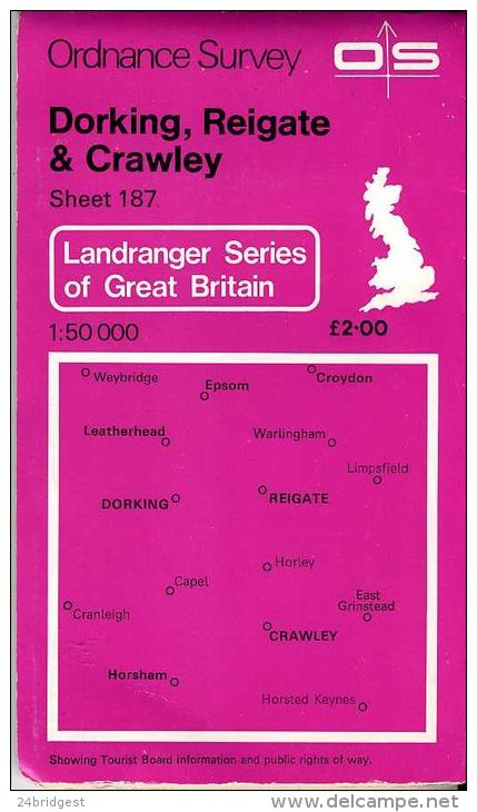 Dorking Reigate Crawley OS Sheet 187 - Topographical Maps