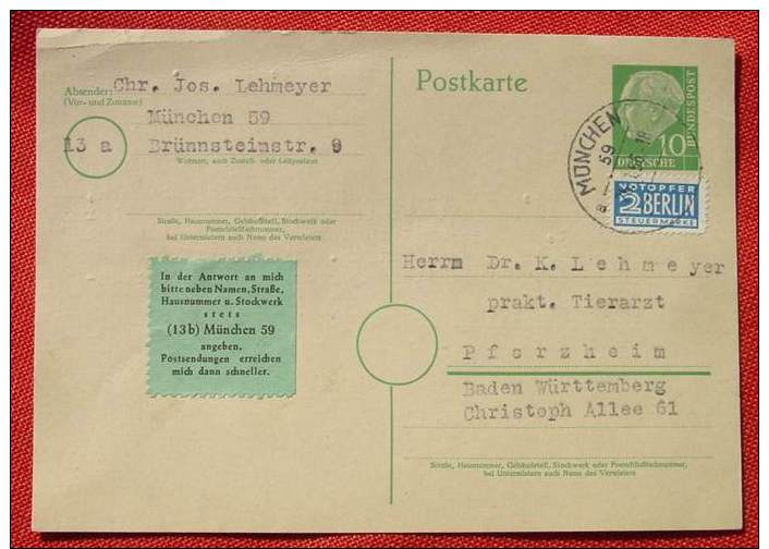 (1045842) Postkarte Heuss U. Notopfer 1956, Siehe Bitte Bilder - Briefe U. Dokumente