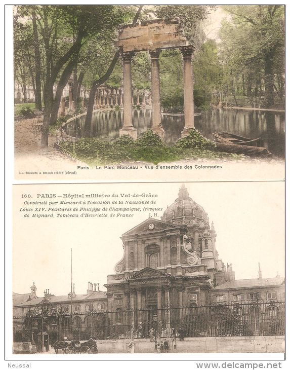 2 Tarjetas Postales Parque Y Hospital Militaire. - Santé, Hôpitaux