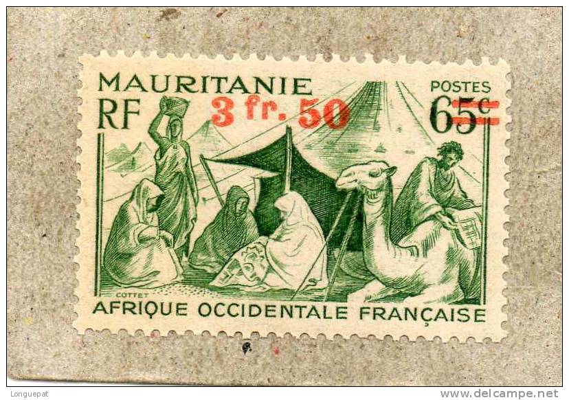 MAURITANIE : Camp Nomade : Tente, Chameau, Femmes, Hommes - Timbre De 1938-39 Surchargé Nouvelle Valeur - Unused Stamps