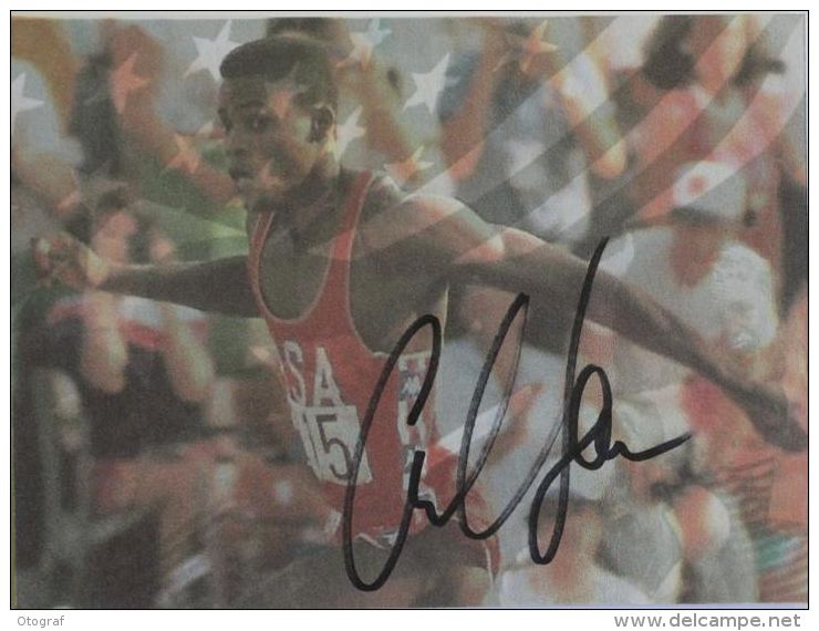 CARTE BRISTOL - Carl LEWIS - Dédicace - Signé - Hand Signed - Autographe Authentique  - - Athletics