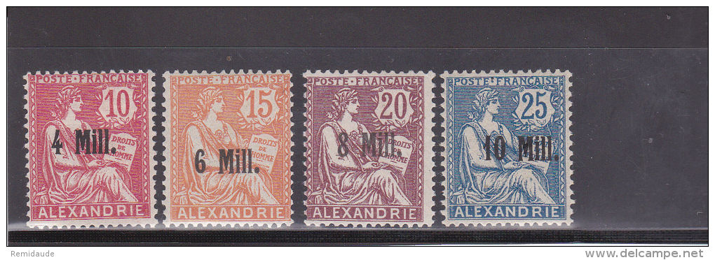 ALEXANDRIE - YVERT N°37+40+41+42 * - COTE = 29 EUROS - CHARNIERE TRES LEGERE - MOUCHON - Ungebraucht