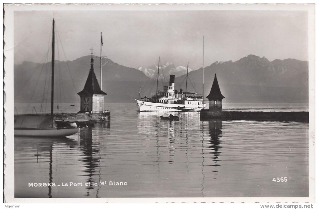 8553 - Morges Le Port Et Le Mt Blanc Vapeur Entrant Dans Le Port - Morges