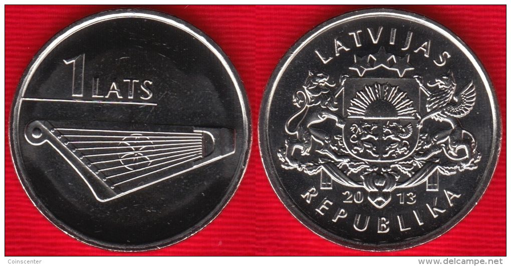 Latvia 1 Lats 2013 "Musical Instrument: Kokle-Harp" UNC - Latvia