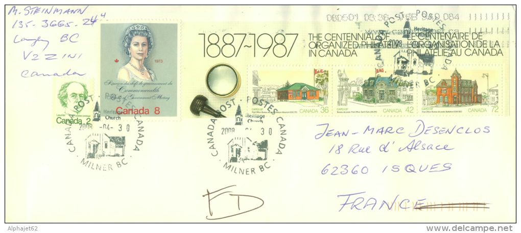 Centenaire De La Philatélie Canadienne, Elisabeth II - CANADA - Affranchissements Multiples, Tarif Monde - 2009 - Commemorative Covers