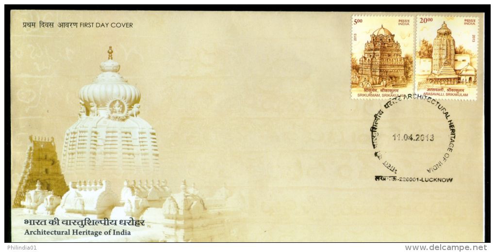 India 2013 Architectual Heritage - Srikurmam & Arsavalli Temple Hindu Mythology 2v FDC Inde Indien - Hindoeïsme