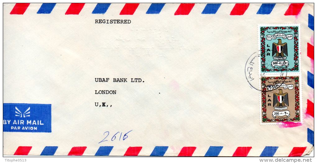 LIBYE. N°453-4 De 1972 Sur Enveloppe Ayant Circulé. Armoiries. - Enveloppes