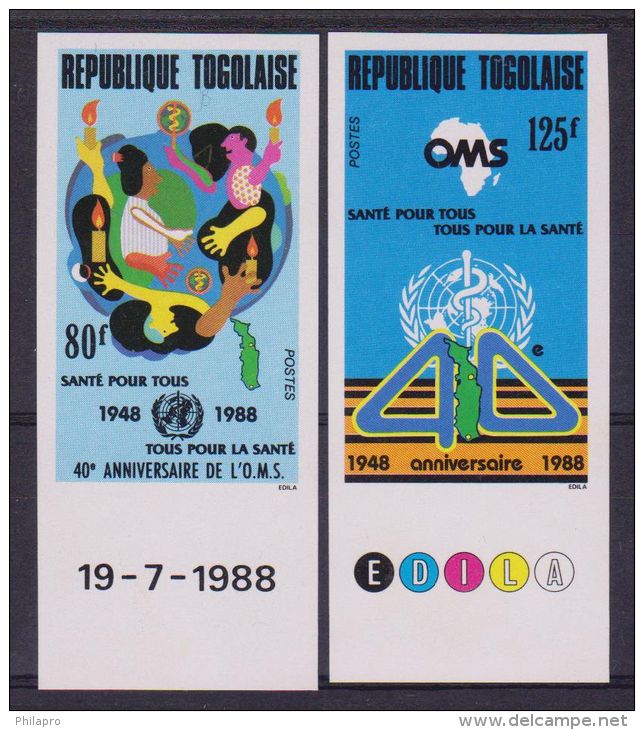 TOGO  NON DENT/IMPERF  OMS+ONU  YVERT N° 1232/3  ** MNH   Réf  5047 - OMS