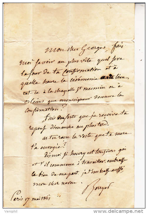 AUTOGRAPHE 1861-P-A -BERRYER-CELEBRE AVOCAT ET DEPUTE DE HAUTE -LOIRE ET DES BOUCHES DU RHONE - Autres & Non Classés