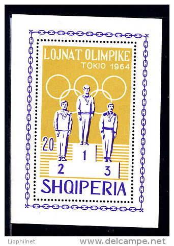 ALBANIE 1964, 1 Bloc  J.O. Tokyo, PODIUM, Neuf** / Mint. R240 - Verano 1964: Tokio