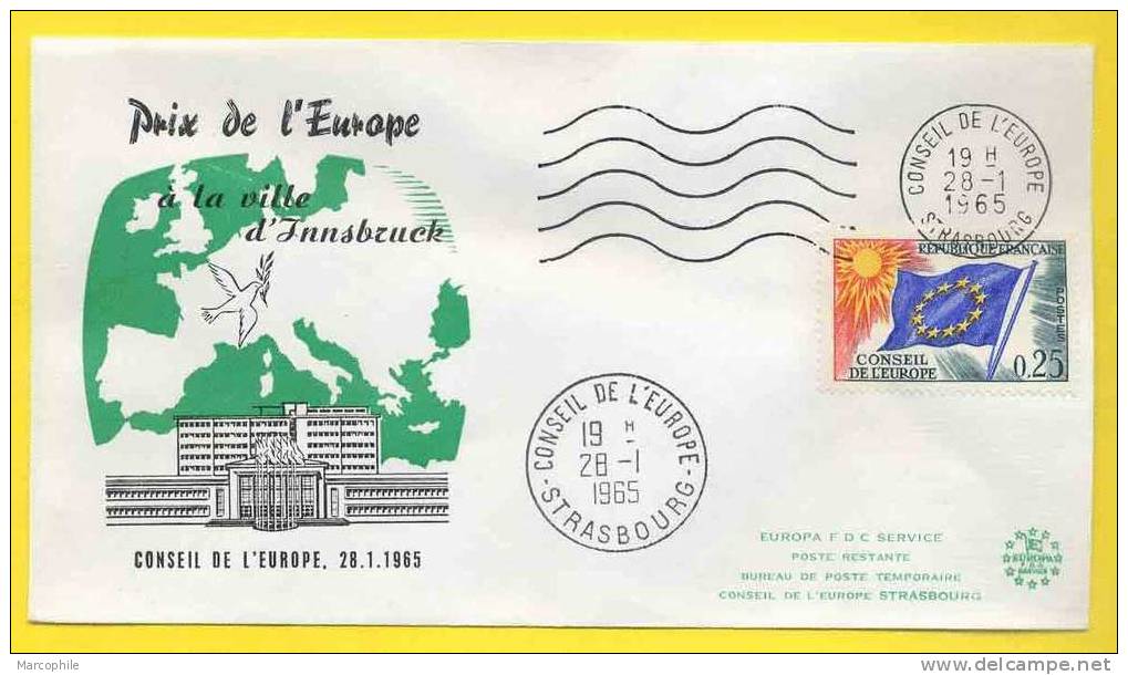 STRASBOURG - SERVICE - INNSBRUCK / 1965  OB. CONSEIL DE L EUROPE SUR LETTRE / PRIX DE L EUROPE (ref 197) - Cartas & Documentos