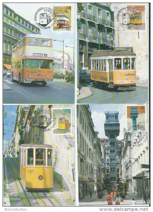 Portugal.4 Cartes Maximum Transportes Tipicos De Lisboa - Maximum Cards & Covers