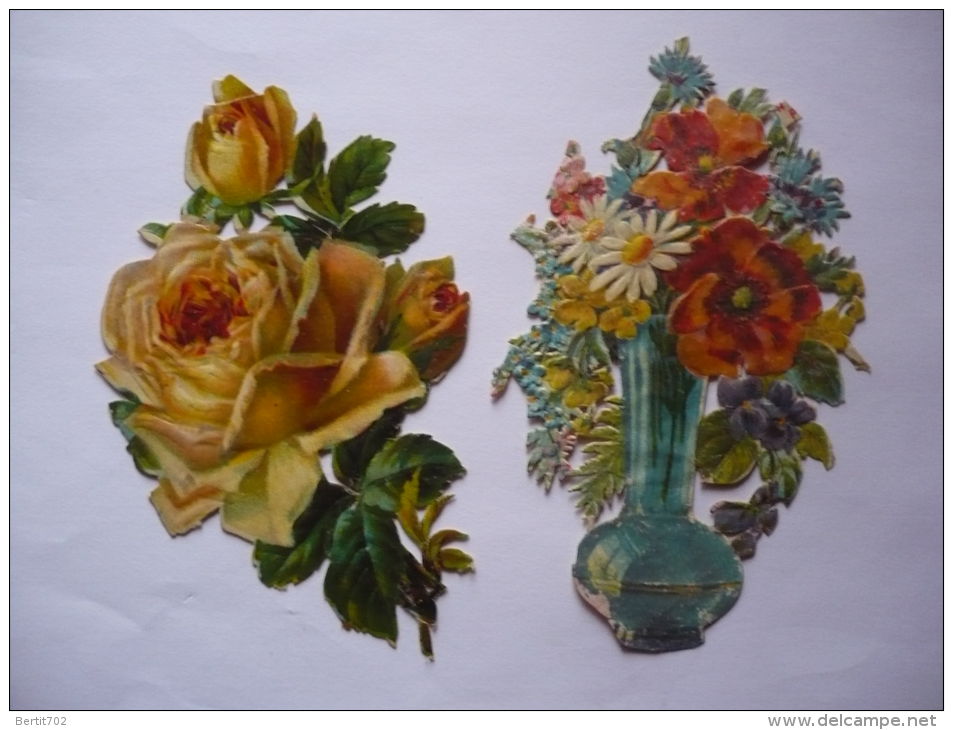 2  DECOUPIS  -  VASE DE FLEURS - ROSES - Bloemen