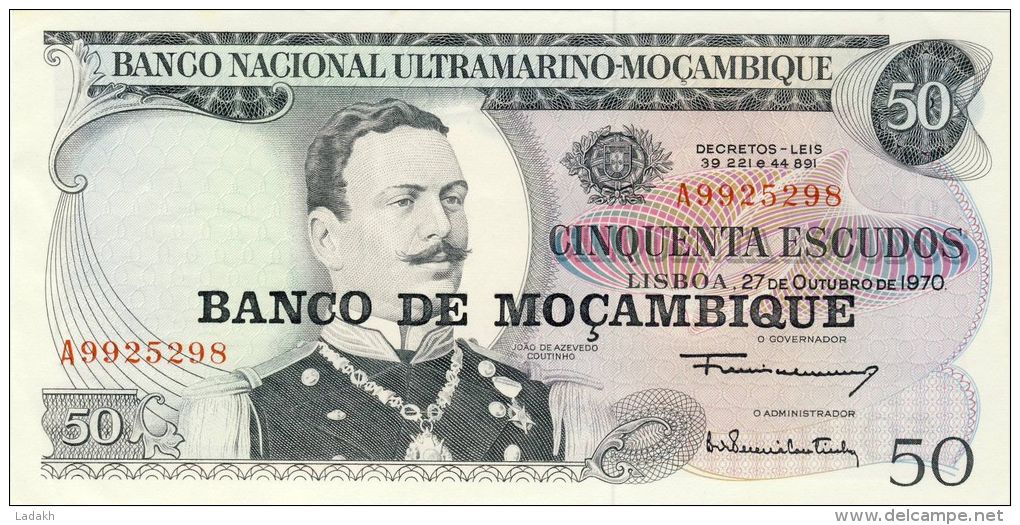 BILLET # MOZAMBIQUE # 50 ESCUDOS # PICK :116  # 1976 #  NEUF # JOAO DE AZEVEDO COUTINHO - Mozambique