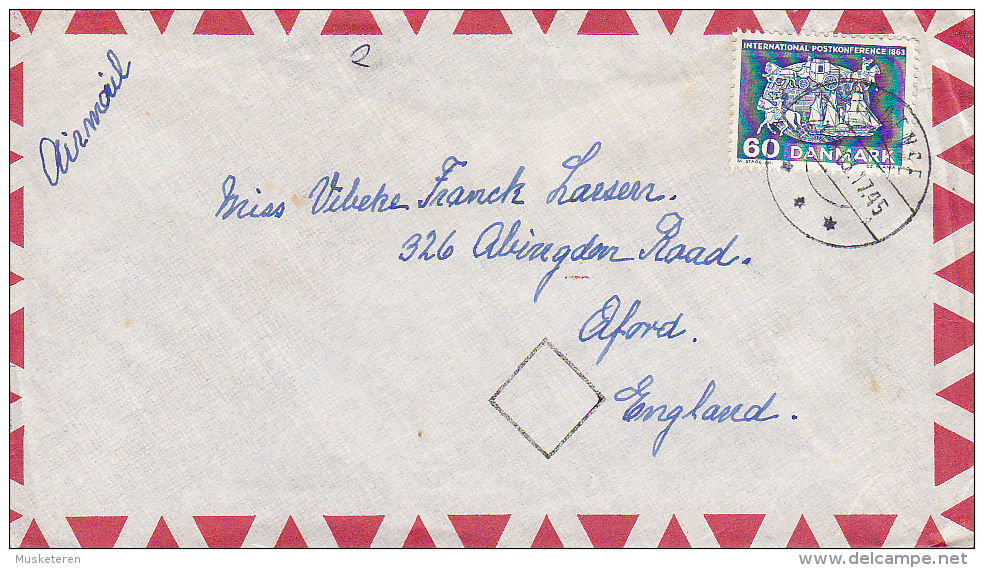 Denmark Airmail TROENSE 1963 Cover To OXFORD England Internationalr Postal Conference Stamp (Normal Paper) (Cz. Slania) - Poste Aérienne