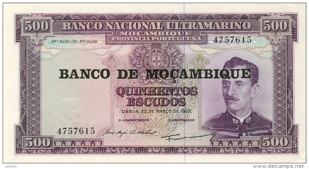 BILLET # MOZAMBIQUE # 500 ESCUDOS # PICK :118  # 1976 #  NEUF # CALDAS XAVIER # - Mozambique