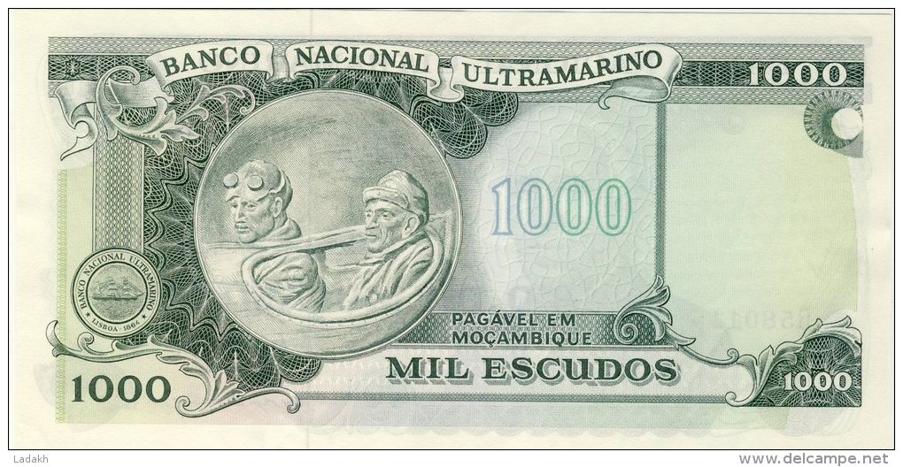 BILLET # MOZAMBIQUE # 1000 ESCUDOS # PICK :119  # 1976 #  NEUF # GAGO COUTINHO # - Mozambico