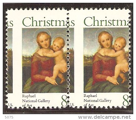 1973 Christmas ** Paire Piquage A Cheval  (1507) - Variedades, Errores & Curiosidades