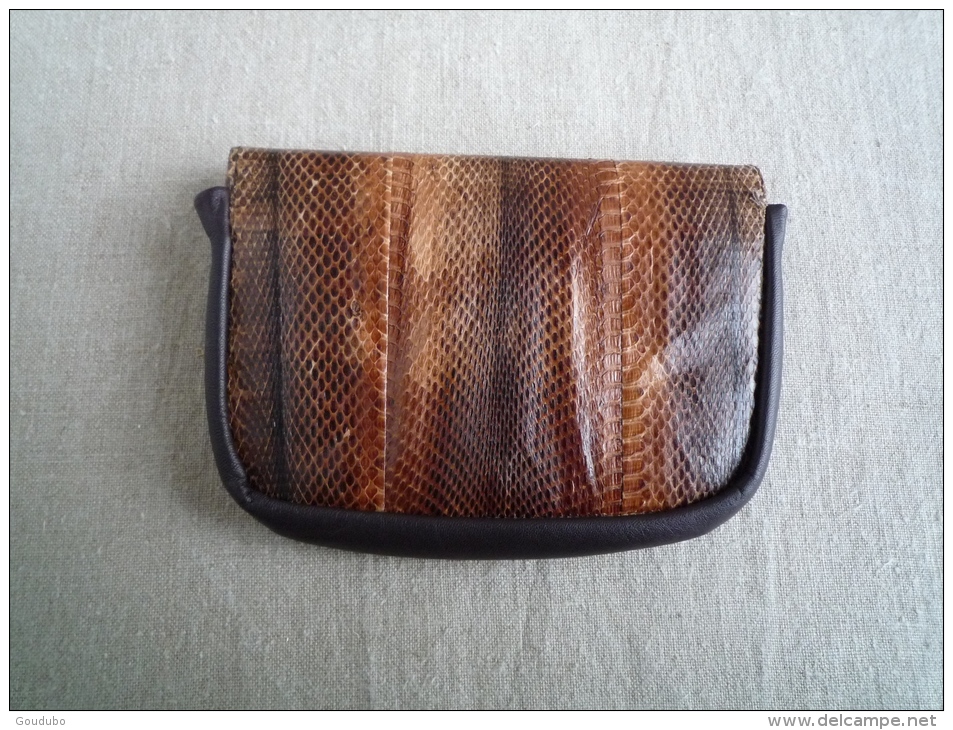 Pochette En Serpent Et Cuir Souple Marron .Voir Photos. - Bourses Et Sacs