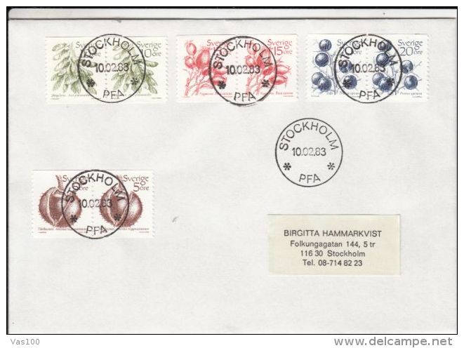 FRUITS, FOREST FRUITS, STAMPS ON COVER, 1983, SWEDEN - Fruits