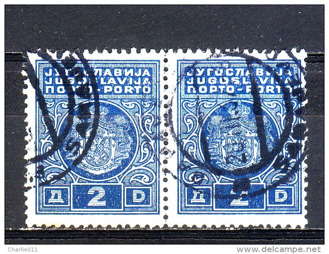 COAT OF ARMS-PORTO-2 DIN-PAIR-POSTMARK- SARAJEVO-BOSNIA AND HERZEGOVINA-YUGOSLAVIA-1931 - Impuestos