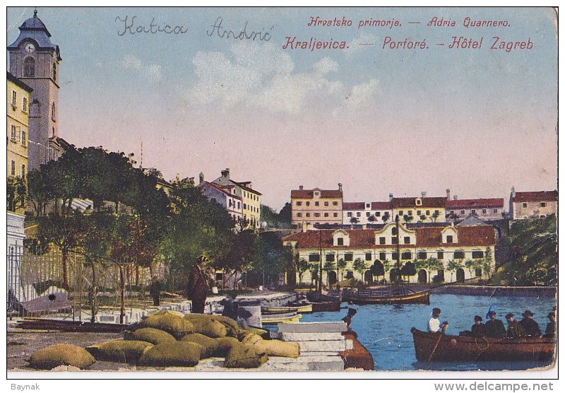 KR39   --  KRALJEVICA  --  PORTORE  --  HOTEL  ,, ZAGREB ,,  --  ZENSUR  --  1916 - Kroatien