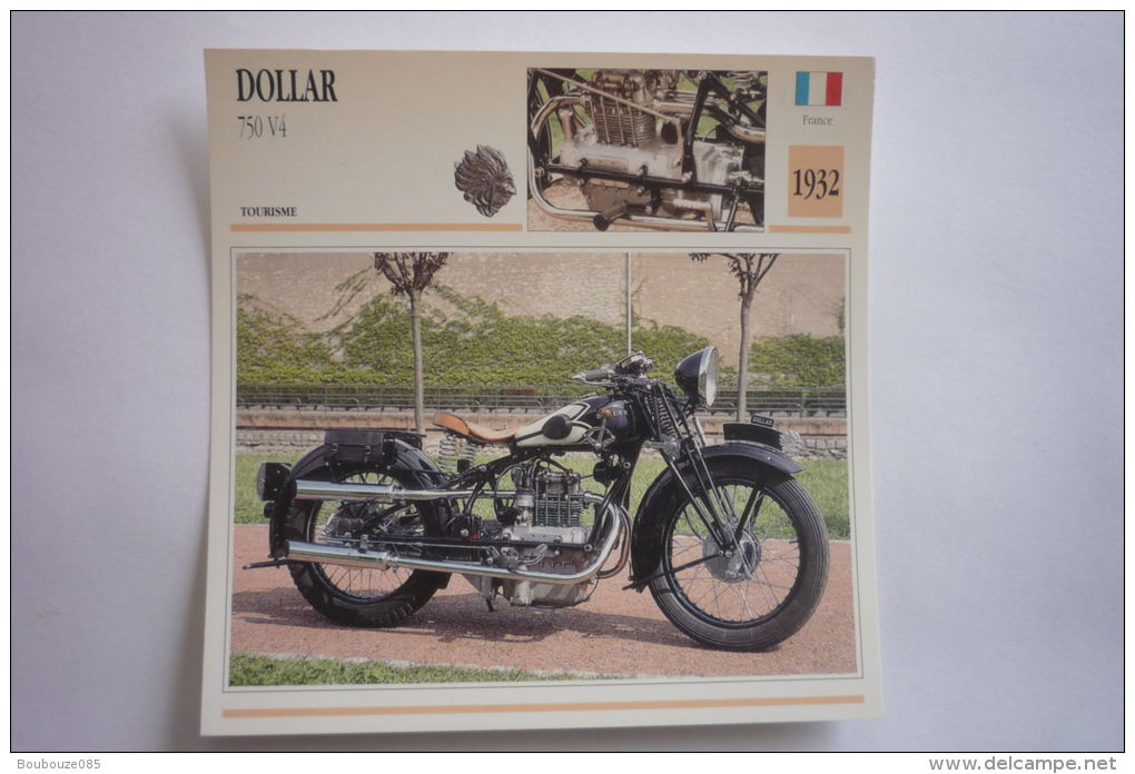 Transports - Sports Moto - Carte Fiche Technique Moto ( Dollar 750 V4 - Tourisme -1932 ( Description Au Dos - Motorradsport