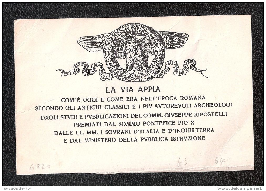 ITALIA ITALY ROMA CARTOLINA VEDI RETRO -LA VIA APPIA ANIMATA - CAPELLA DOMINE QVO VADIS  INCONTRO DEL SALVATORE CON S. P - Autres & Non Classés