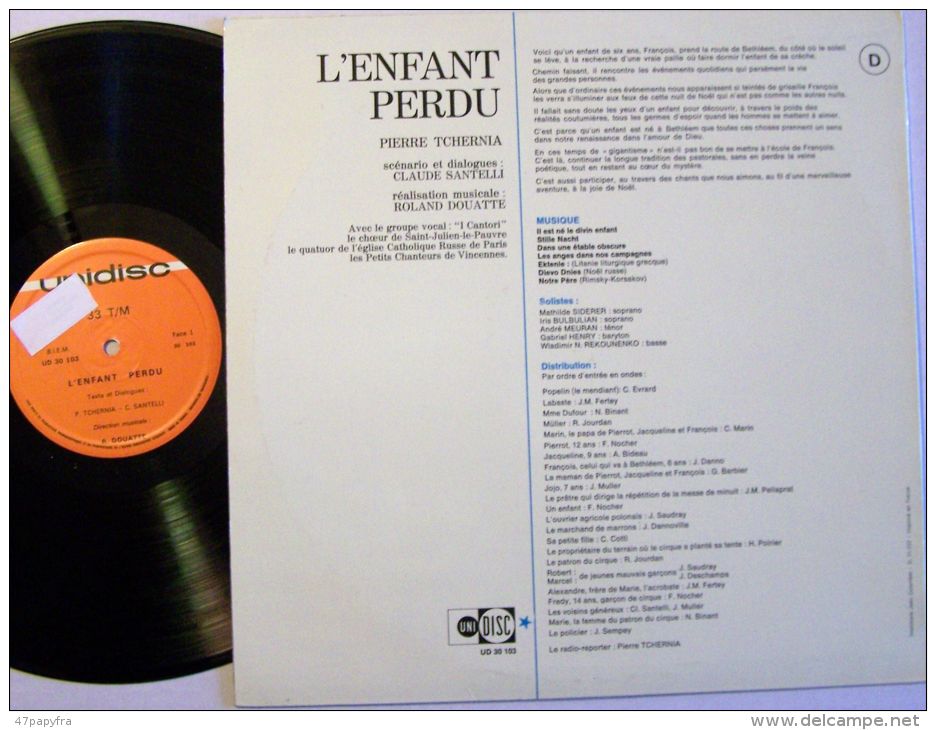 Pierre TCHERNIA Claude SANTELLI LP BIEM L'enfant Perdu Ambiance Noël EX / M - New Age