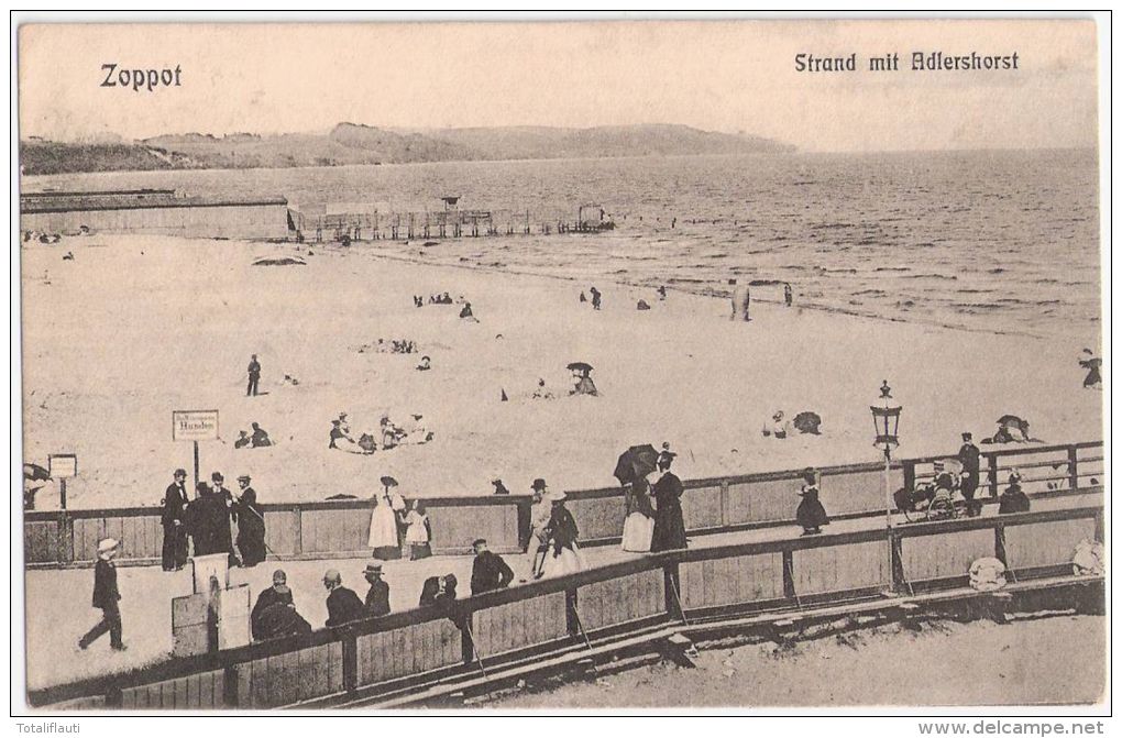 Zoppot Strand Mit Adlerhorst Belebt Sopot Ungelaufen - Danzig