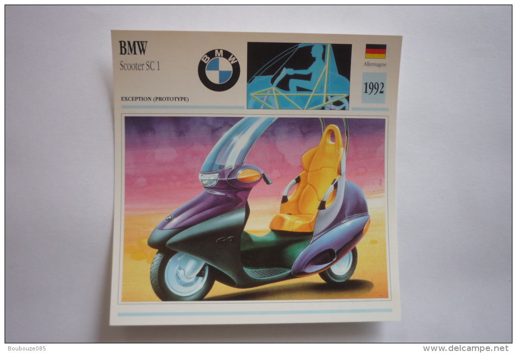 Transports - Sports Moto - Carte Fiche Technique Moto ( Bmw Scooter Sc1 - Prototype -1992 ( Description Au Dos - Motorradsport