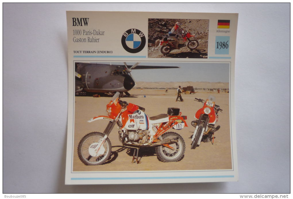 Transports - Sports Moto - Carte Fiche Technique Moto ( Bmw - 1000 Paris-dakar-gaston Rahier -t T Enduro  -1986 - Motorradsport