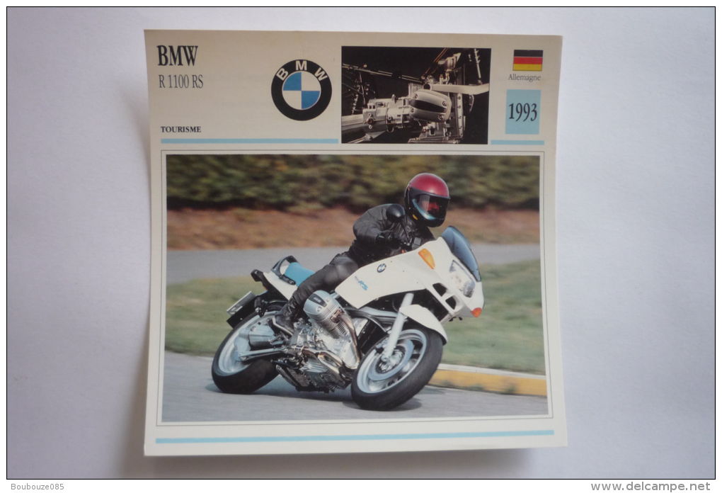 Transports - Sports Moto - Carte Fiche Technique Moto ( Bmw - R 1100 Rs - Tourisme -1993 ( Description Au Dos - Motorradsport