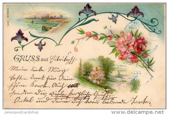 PRETTY GRUSS AUS WITH GERMAN STAMP AND CZECH REPUBLIC POSTMARK 1900 - Cartes Postales