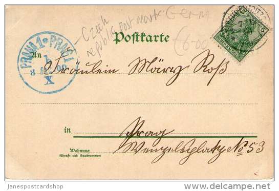 PRETTY GRUSS AUS WITH GERMAN STAMP AND CZECH REPUBLIC POSTMARK 1900 - Cartes Postales