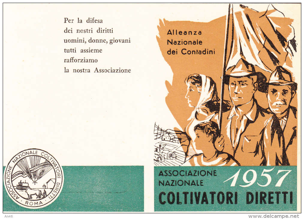 TESSERA ASSOCIAZIONE NAZIONALE COLTIVATORI DIRETTI  ANNO 1957- VEDI - Collections