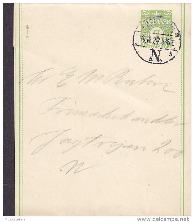 Denmark Postal Stationery Ganzsache Entier "Wrapper" Streifband 7 Ø Wellenlinien (48-Z) KØBENHAVN N. 1927 (2 Scans) - Ganzsachen