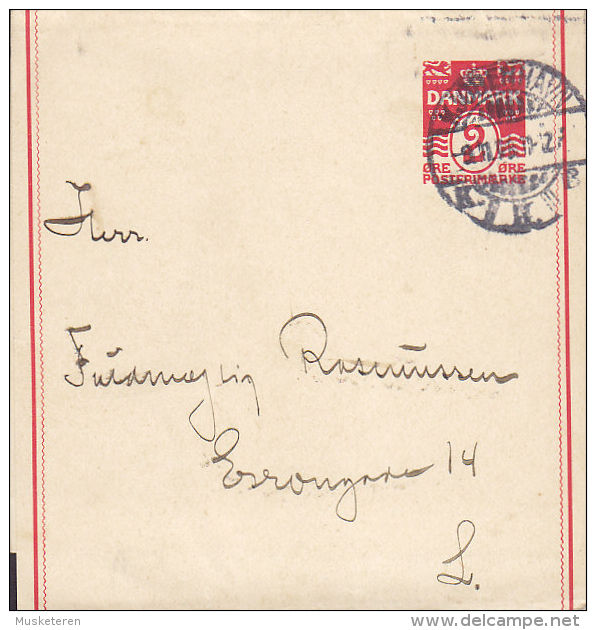 Denmark Postal Stationery Ganzsache Entier "Wrapper" Streifband 2 Ø Wellenlinien KØBENHAVN K.K.B. 1906? (2 Scans) - Interi Postali