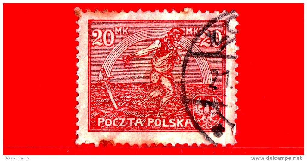 POLONIA - POLSKA - Usato - 1921 - Agricoltura - Semina - Sowing Man - 20 Mk - Oblitérés