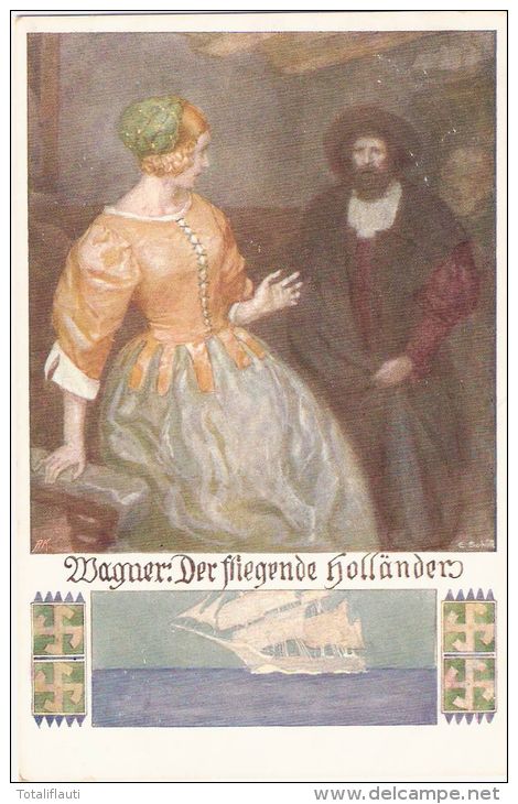 Richard Wagner Der Fliegende Holländer Segelschiff Color  Printed In Austria B.K.W. I. 438-2 - Oper