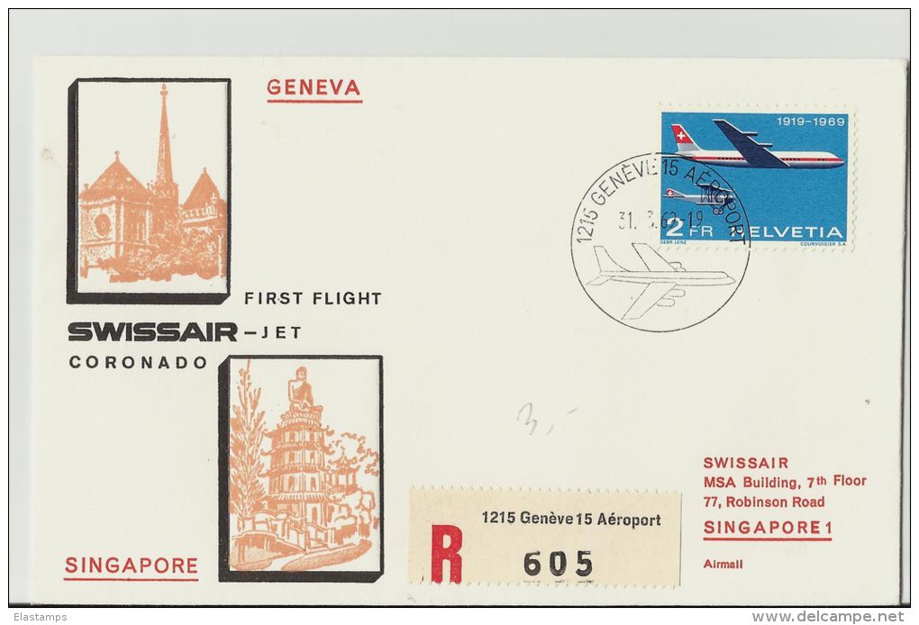 =CH  R- CV. FIRST FLUG 1969 - First Flight Covers