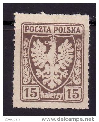 POLAND 1921 MICHEL NO: 59  Mint Without Gum - PRIVATE PERFORATION - Neufs