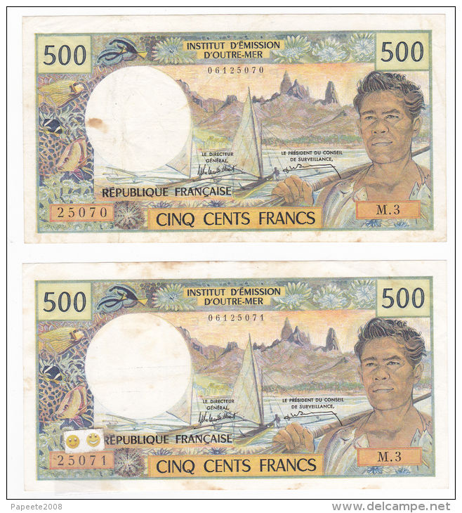 Polynésie Française - 500 FCFP - Mention PAPEETE Au Verso - 2 X M.3 / Roland-Billecart / Waitzenegger - UNC - Territoires Français Du Pacifique (1992-...)