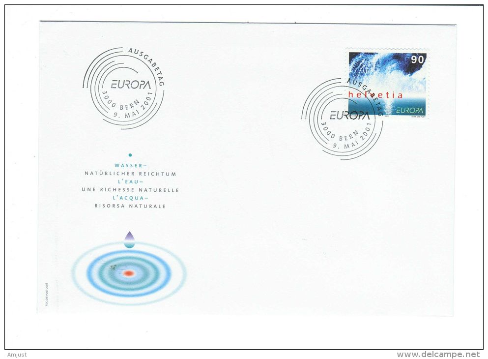 Suisse //Schweiz // Svizzera // Switzerland // FDC 2001,  Timbre Europa , Zumstein No. 1022 - FDC